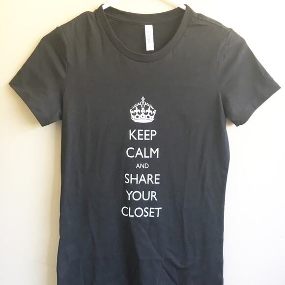 Bella Keep Calm and Share your Closet Funny Reseller Shirt Medium - Picture 1 of 4